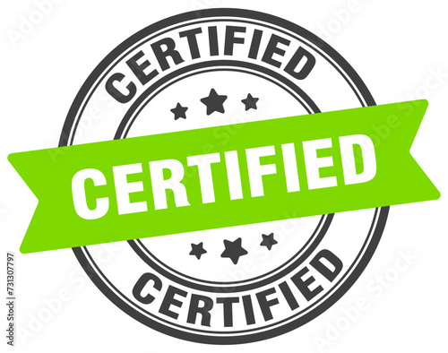 certified stamp. certified label on transparent background. round sign