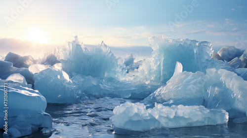 Northern arctic landscape, iceberg and ocean 