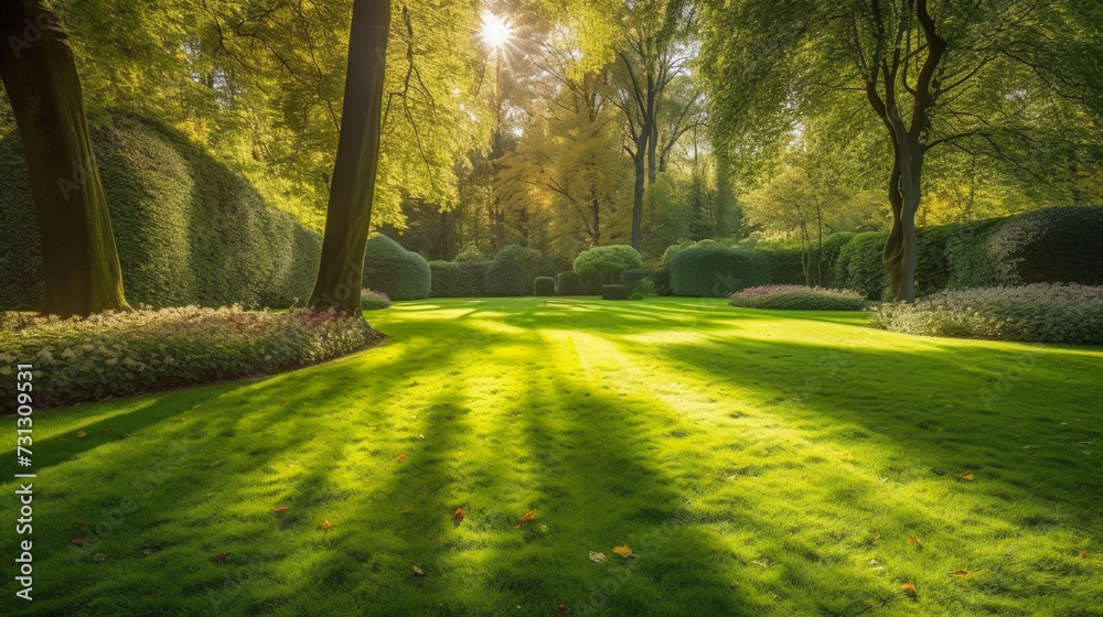 Obraz premium Smooth Carpet of Verdant Grass. Expansive Green Serenity Landscape