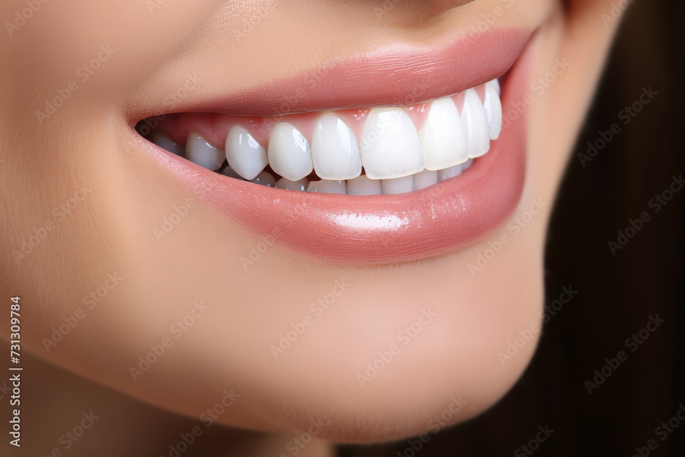 Close-up of a confident, engaging smile showing immaculate teeth Close-up of a confident, engaging smile showing immaculate teeth