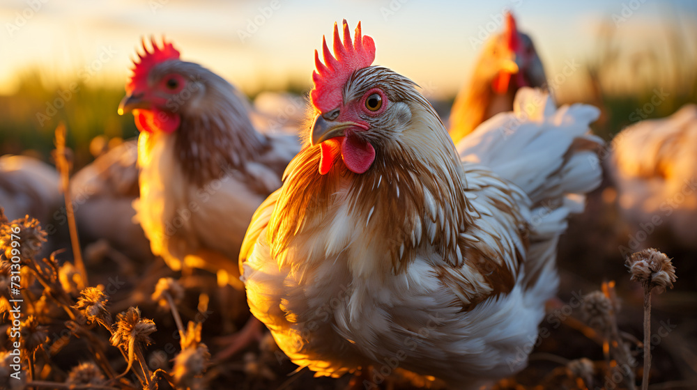 Fototapeta premium Chickens on a farm