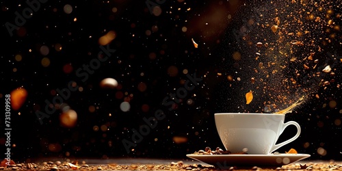 Cup of hot coffee, cappuccino, mocha, americano, espresso, etc on sold background with copy space for cafe and coffee shop concept photo