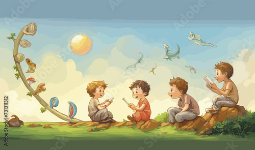 baby to young adult progression life cycle illustration