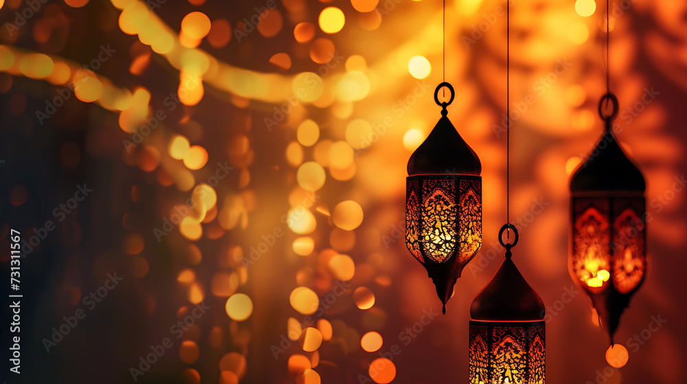 Islamic background, Traditional lantern light lamp Islamic Decoration concept image Islamic background, Traditional lantern light lamp Islamic Decoration concept image