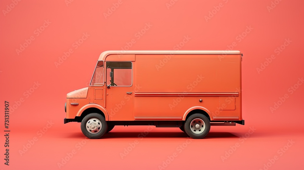 Moving truck concept with blank vehicle on solid background Moving truck concept with blank vehicle on solid background