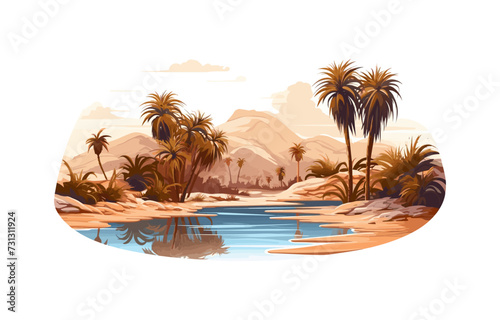 desert oasis with palm trees vector simple 3d isolated illustration