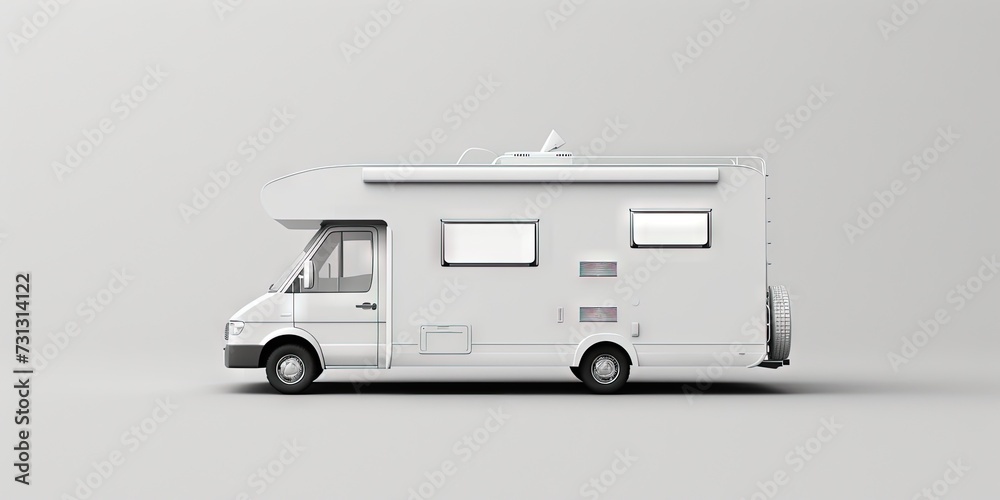 Recreational vehicle isolated on solid background for travel and adventure concept