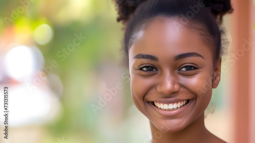 Smiling Woman With Hair Bun