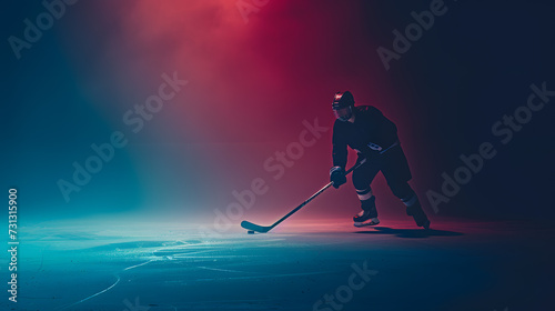 Hockey Player in Uniform Playing Ice Hockey