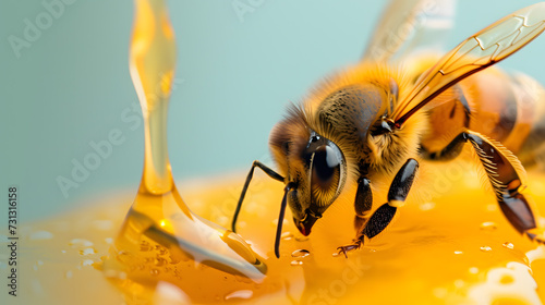 Close Up of a Bee on a Honey Comb