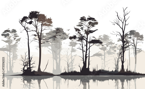 marsh trees set isolated vector style with transparent background illustration