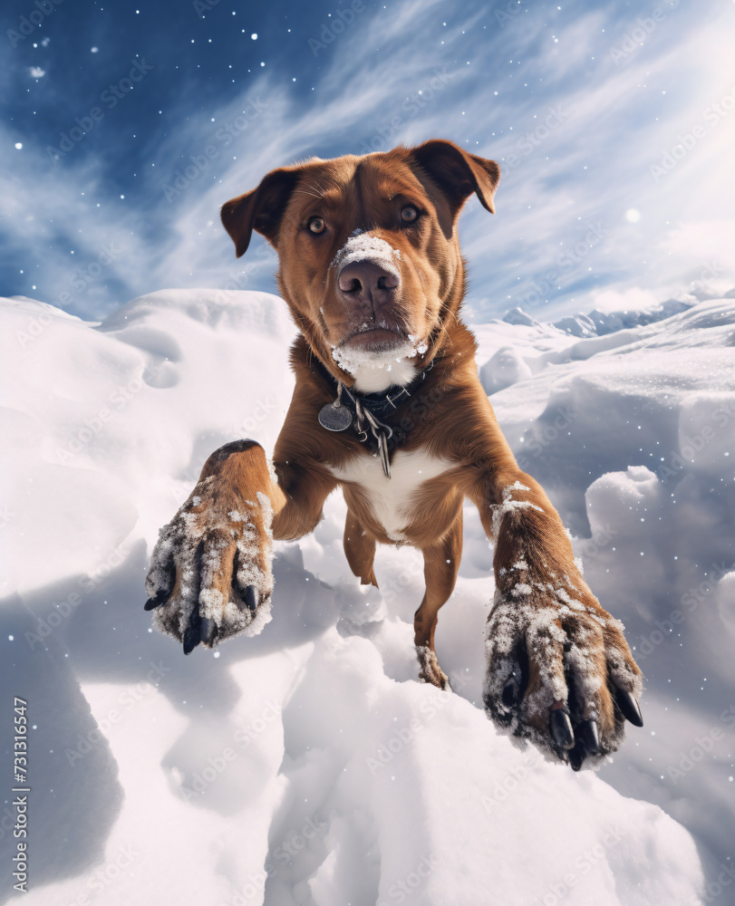 portrait of a dog in snowy winter setting portrait of a dog in snowy winter setting