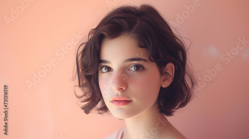 Woman With Short Hair and Pink Shirt