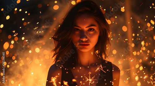 Woman Standing in Front of Firework