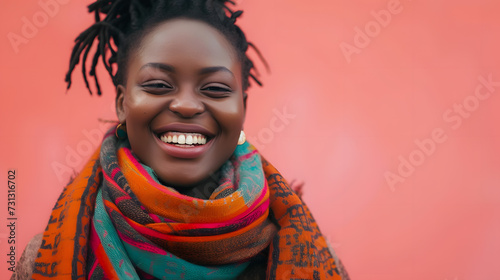 Smiling Woman With Dreadlocks Wearing a Scarf