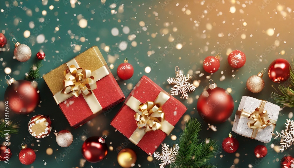 christmas background with christmas gifts decoration 3d rendering