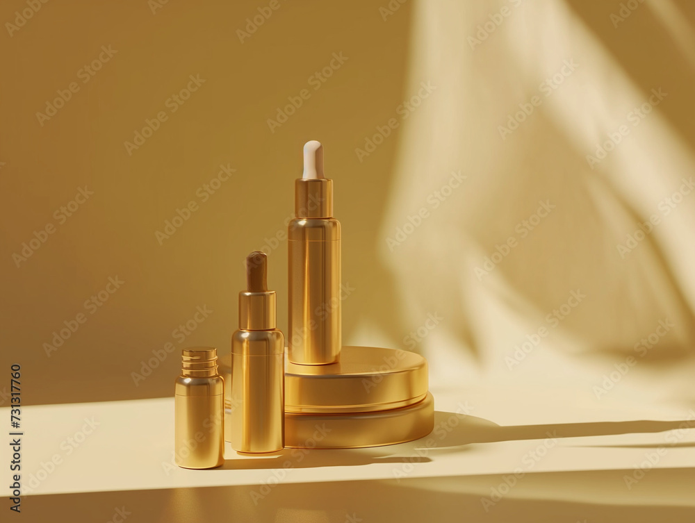 Gold Containers With White Lids Placed Side by Side Gold Containers With White Lids Placed Side by Side