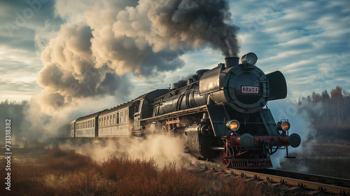 A Steam Engine Train Traveling Through a Rural Countryside