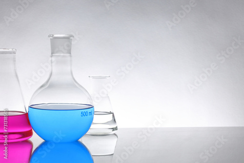 Laboratories equipment was placed on a white background during the experiments