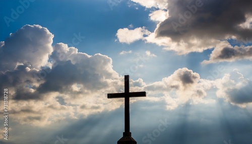 a cross on clouds background