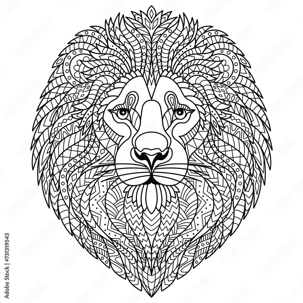 Lion coloring page for adult and children book design. Vector ...