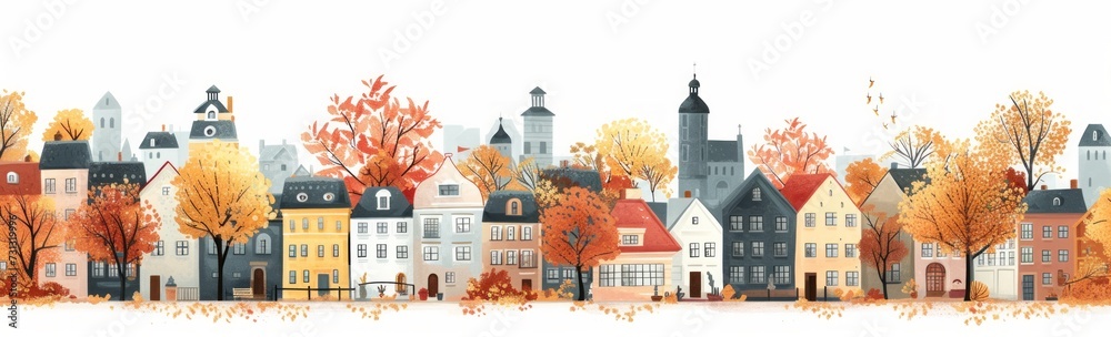urban village and town building vector illustration