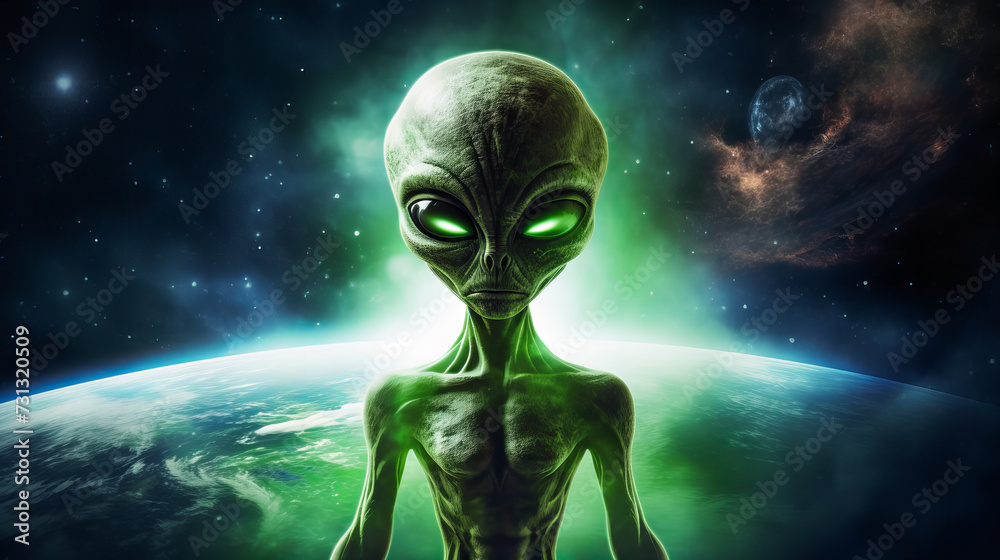 The Fantastical Creature in Space. Portrait of Alien The Fantastical Creature in Space. Portrait of Alien
