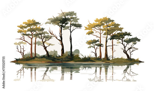 marsh trees set isolated vector style with transparent background illustration