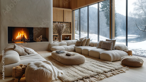 Scandinavian Winter House. Modern Winter Interior