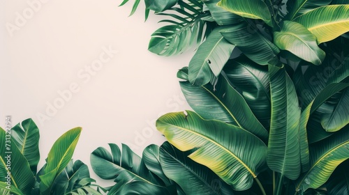 Minimalist compositions with vibrant tropical leaves