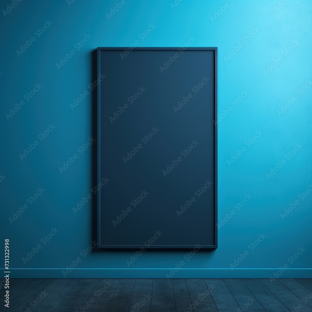 blank frame in Azure backdrop with Azure wall, in the style of dark gray