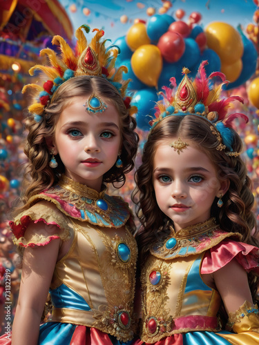 Portrait Of Two Girls Celebrating Carnival