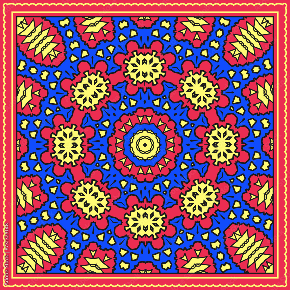 Ornament for a bandana, neckerchief, decorative panel, tablecloth or other design project. Version No. 2. Vector illustration Ornament for a bandana, neckerchief, decorative panel, tablecloth or other design project. Version No. 2. Vector illustration
