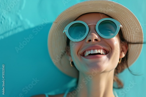 smiling woman in sunnies and hat women