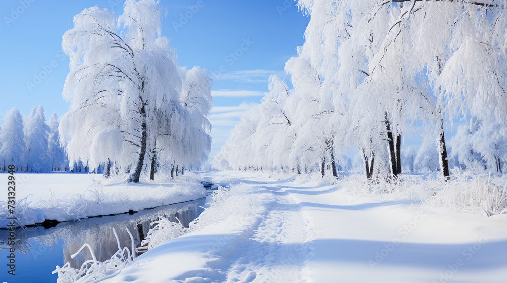 Winter landscape. Trees in the snow Winter landscape. Trees in the snow