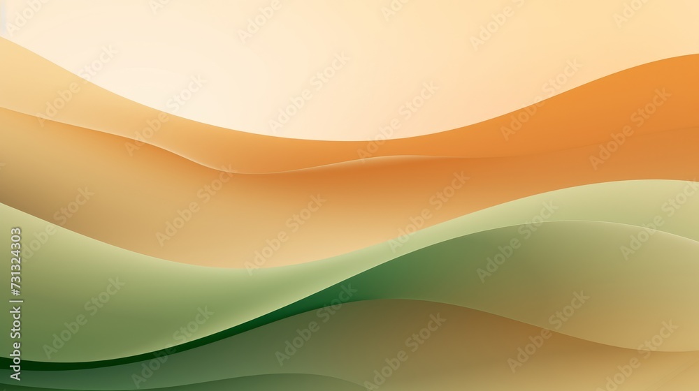 Fototapeta premium Abstract smooth wavy background in green and beige. Concept of modern graphic design, minimalism, fluid shapes, dynamic motion, softness, and elegant backdrops.