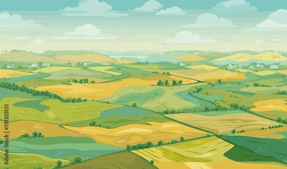 top view aerial shot of field vector flat isolated illustration