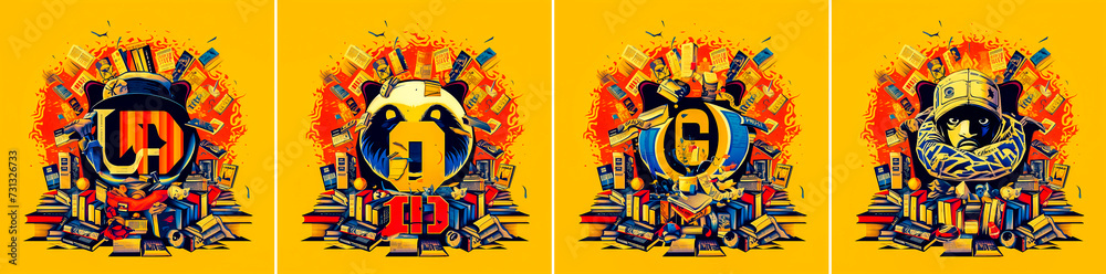 Creative poster design featuring typography.hip-hop.books.and logo. The inscription 
