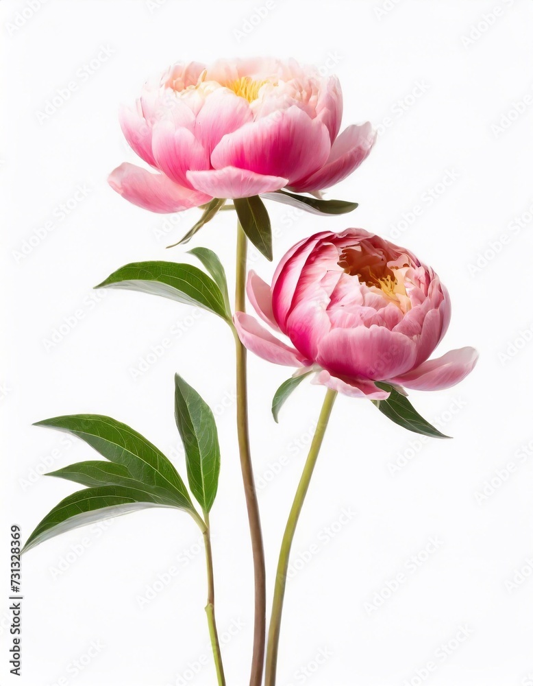 Obraz premium pink peony flower isolated on white background, clipping path included