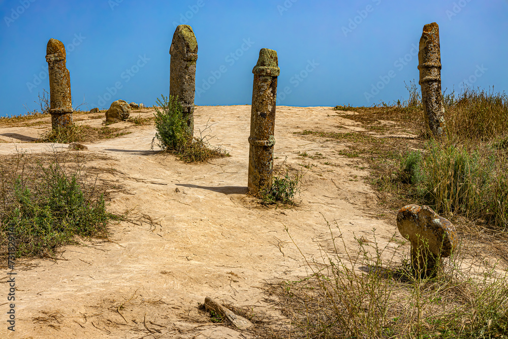 Iran, Golestan province (near the border with Turkmenistan). Khalid Nabi Cementary dating back probably to Palaeolithic era, is famous for the specific shape of gravestones
