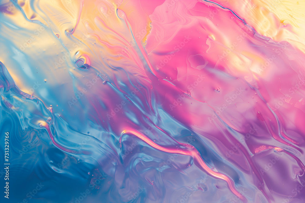 Colorful gradient liquid holographic background. Soft abstract marble waves 3d smooth texture.
