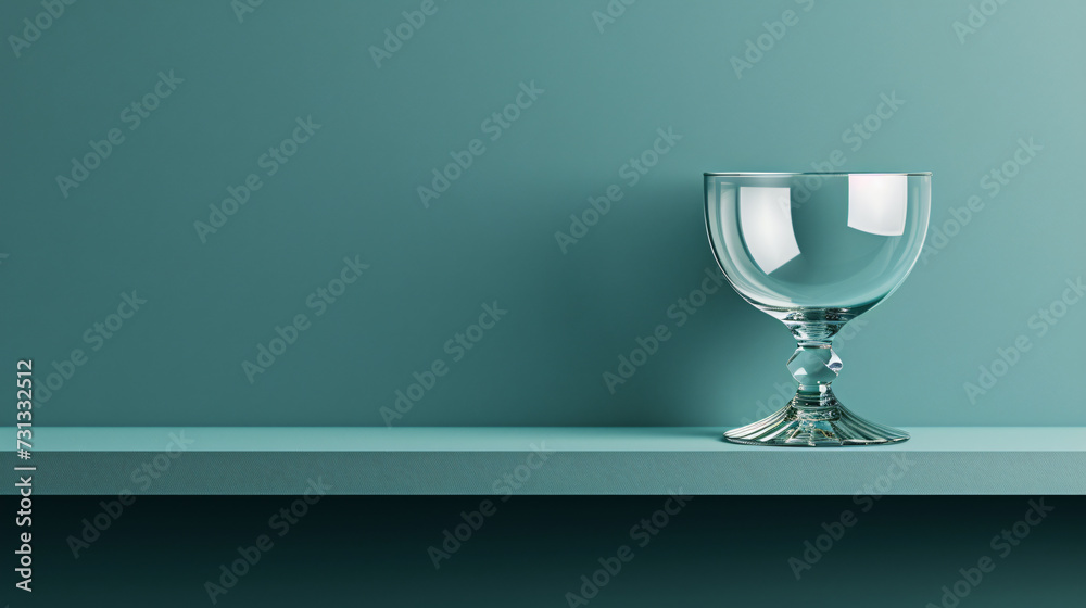 A sleek glass trophy mockup stands proudly on a shelf, showcasing its elegant and unique shape. Its clear surface and ample engraving space invite recognition and honor for outstanding achie - obrazy, fototapety, plakaty 
