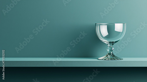 A sleek glass trophy mockup stands proudly on a shelf, showcasing its elegant and unique shape. Its clear surface and ample engraving space invite recognition and honor for outstanding achie photo