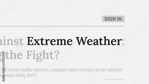 Term 'Extreme weather' highlighted on FAKE headlines news publications. Titles on white background. Can be used for editorial AND non editorial content as everything is 100% fake photo