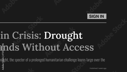 Term 'Drought' highlighted on FAKE headlines news publications. Titles on black background. Can be used for editorial AND non editorial content as everything is 100% fake