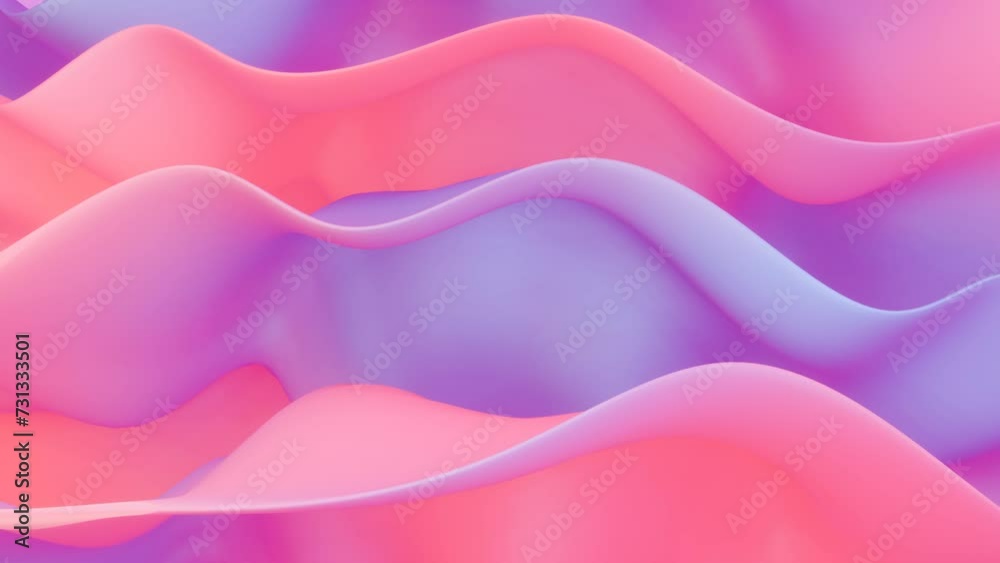 Colorful plastic waves, peach and purple gradient, relaxing looped animation Colorful plastic waves, peach and purple gradient, relaxing looped animation