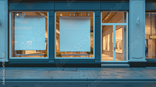 An opportunity for retail branding and creativity awaits on a bustling street with this vacant storefront window mockup. Let your imagination run wild as you envision captivating displays an