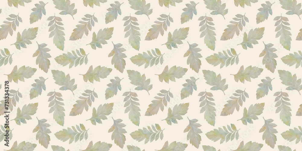 Foliage texture watercolor seamless pattern