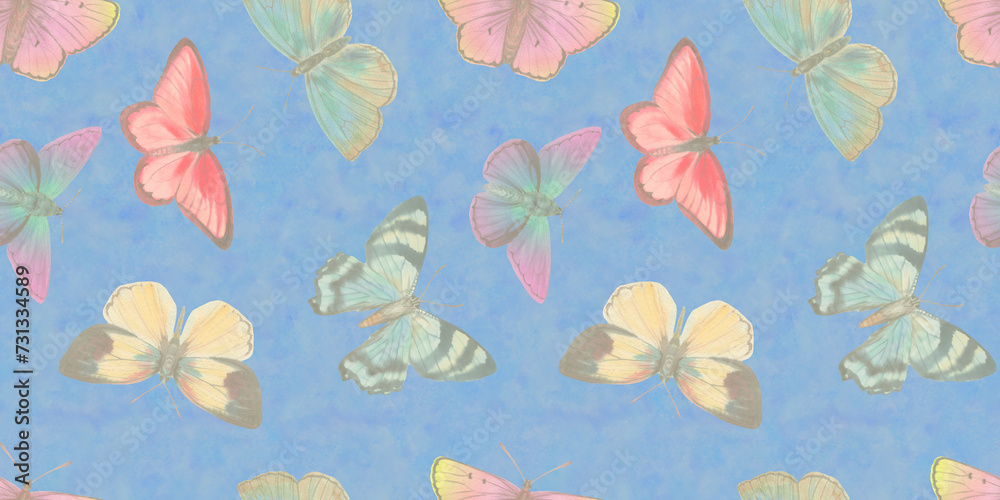 Obraz premium Beautiful watercolor butterflies pattern
