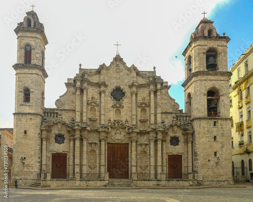 the front exterior of the cathedral of san cristobal in old havana, cuba